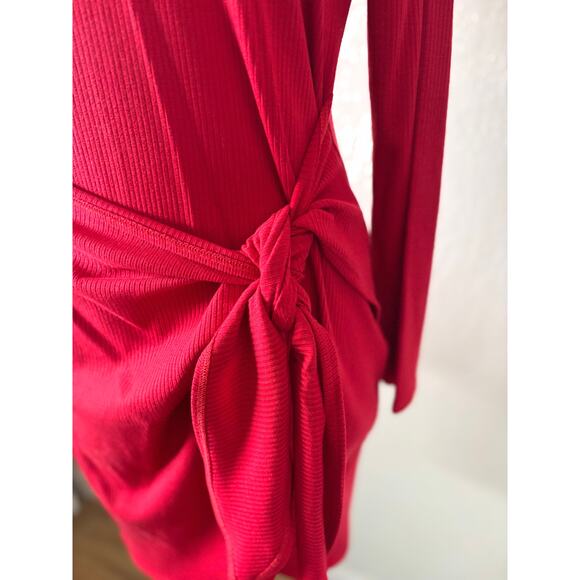 Reformation Red Callie Wrap Long Sleeve Dress Size XL - Picture 5 of 10